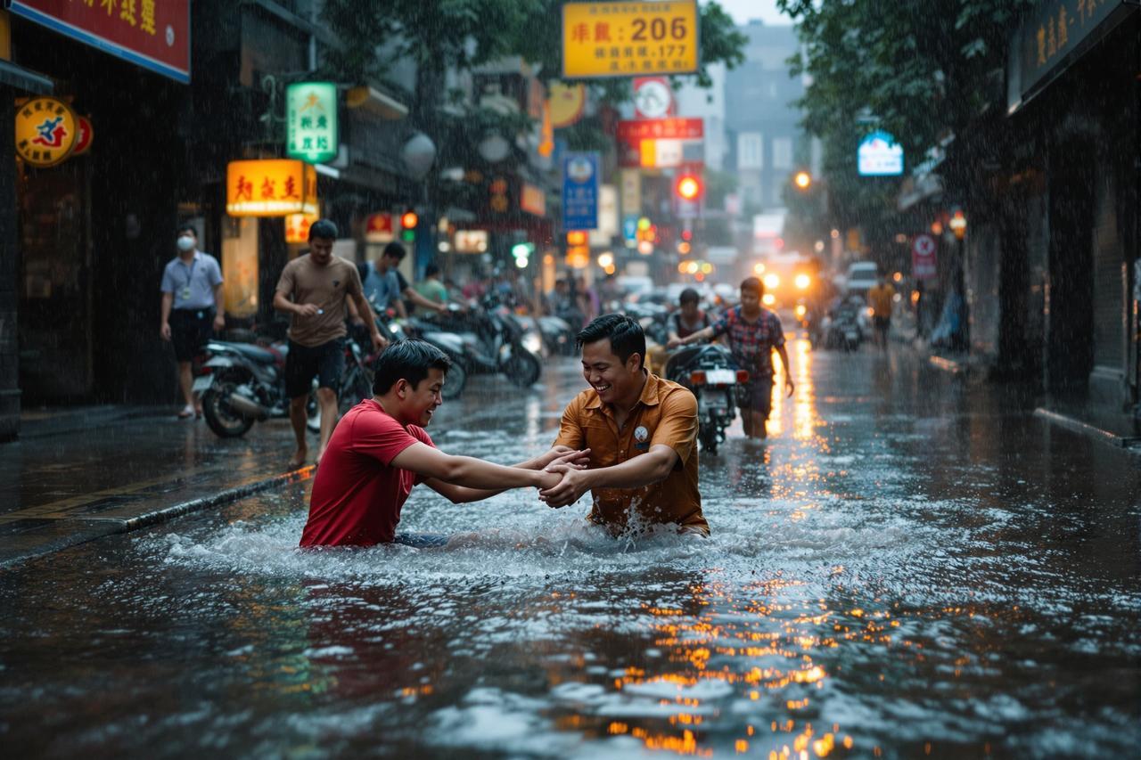 18吃瓜资讯配图 - 某城市突降特大暴雨，全城多处被淹，市民自发组织救援，感人瞬间刷屏朋友圈